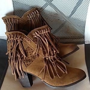 Suede fringe booties